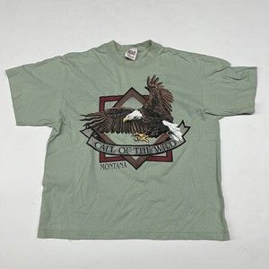 Call Of The Wild Montana Bald Eagle Flying Youth Large Shirt Light Green